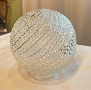 Vintage MCM Hobnail Swirl Glass Globe Lightshade Atomic Ranch Space Age 6”Globe